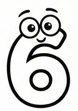 a black and white drawing of a number 6.webp